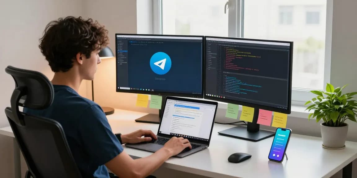 Dynamic workspace showcasing Telegram Download with developer-focused setup.