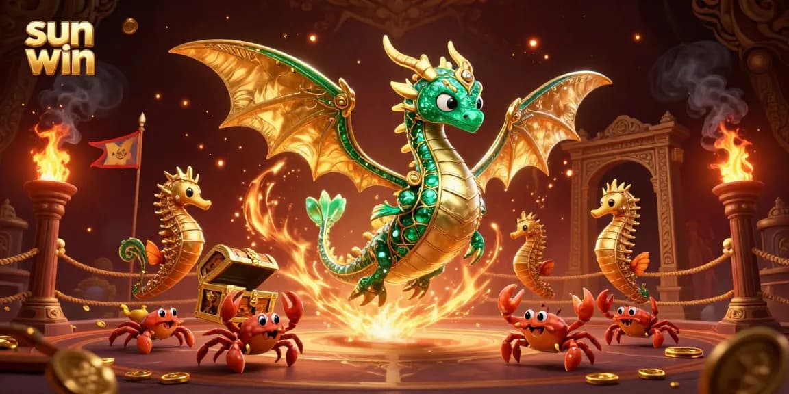 Engage in thrilling gameplay at sun win with a treasure chest guarded by an emerald sea dragon.