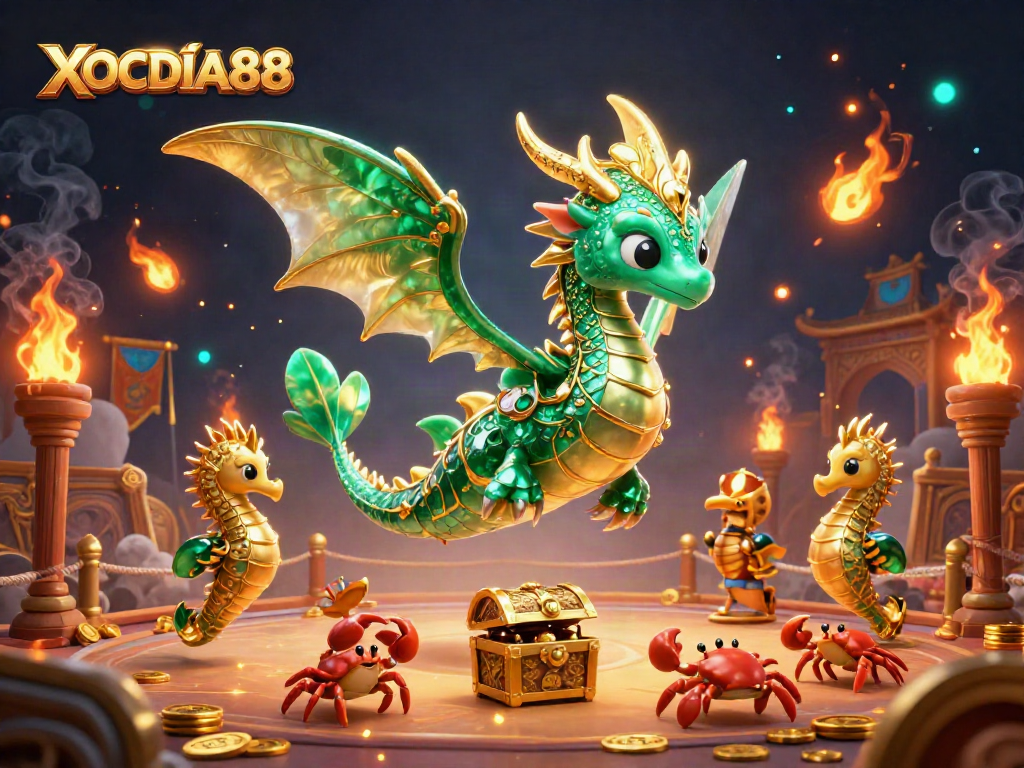 Experience thrilling gameplay with XOCDIA88 as mermaid treasures and adventure blend in this enchanting casino illustration.
