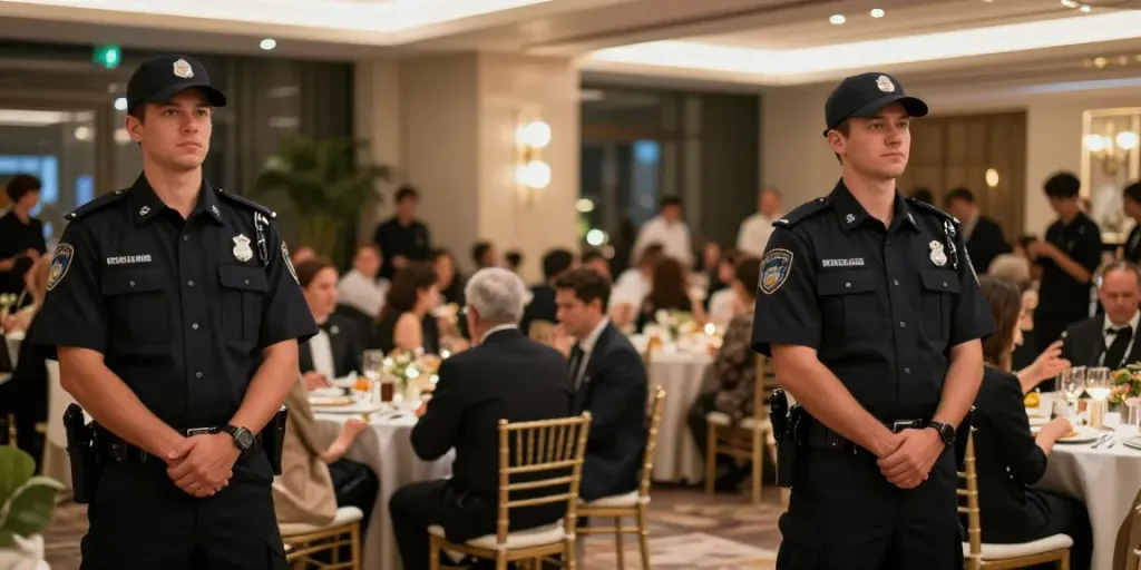 Security Guards ensuring safety at a community event, trusted protection for guests.