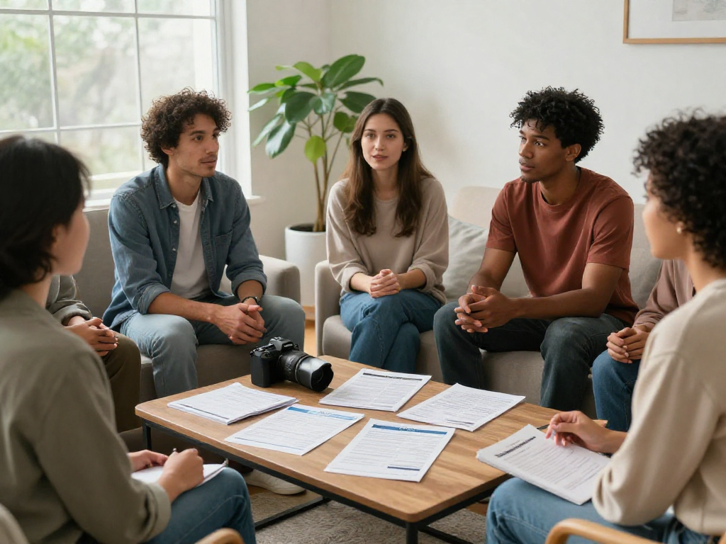 Group session discussing consolidation strategies for debt relief