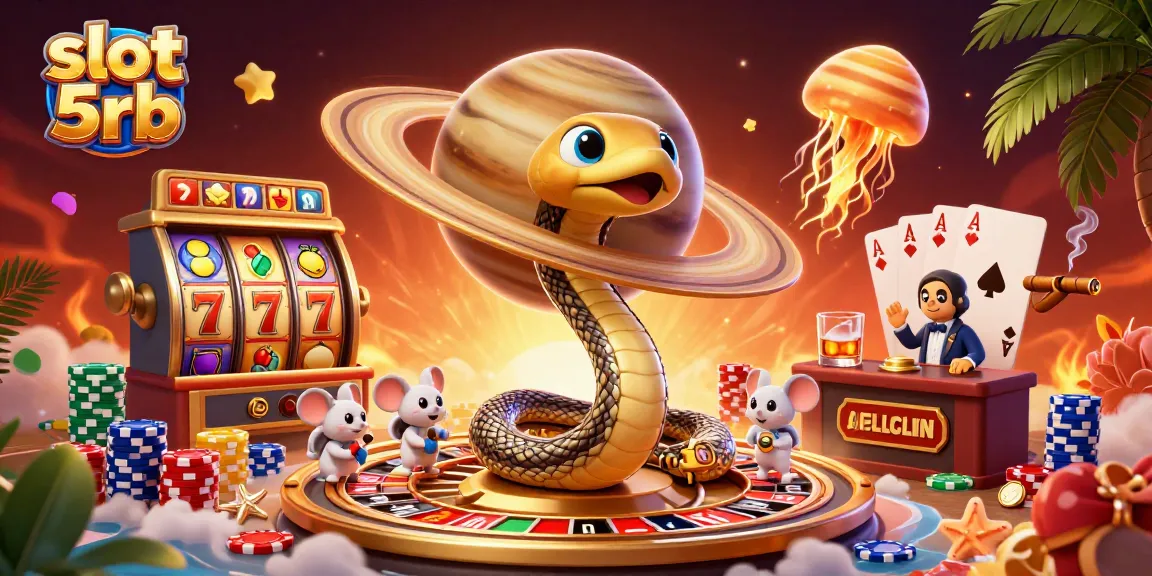 Engage with slot 5rb in a vibrant 3D illustration featuring a unique coiled snake roulette and playful astronaut mice.