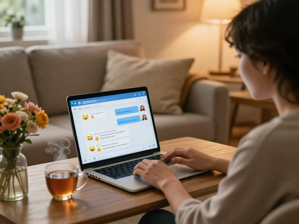 Engaging ai porn chat experience in a cozy home setting with a user and chatbot