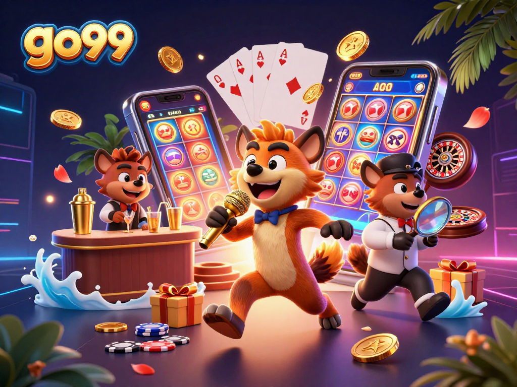 Experience the excitement of go99 casino with dynamic hyena characters and vibrant gaming elements.